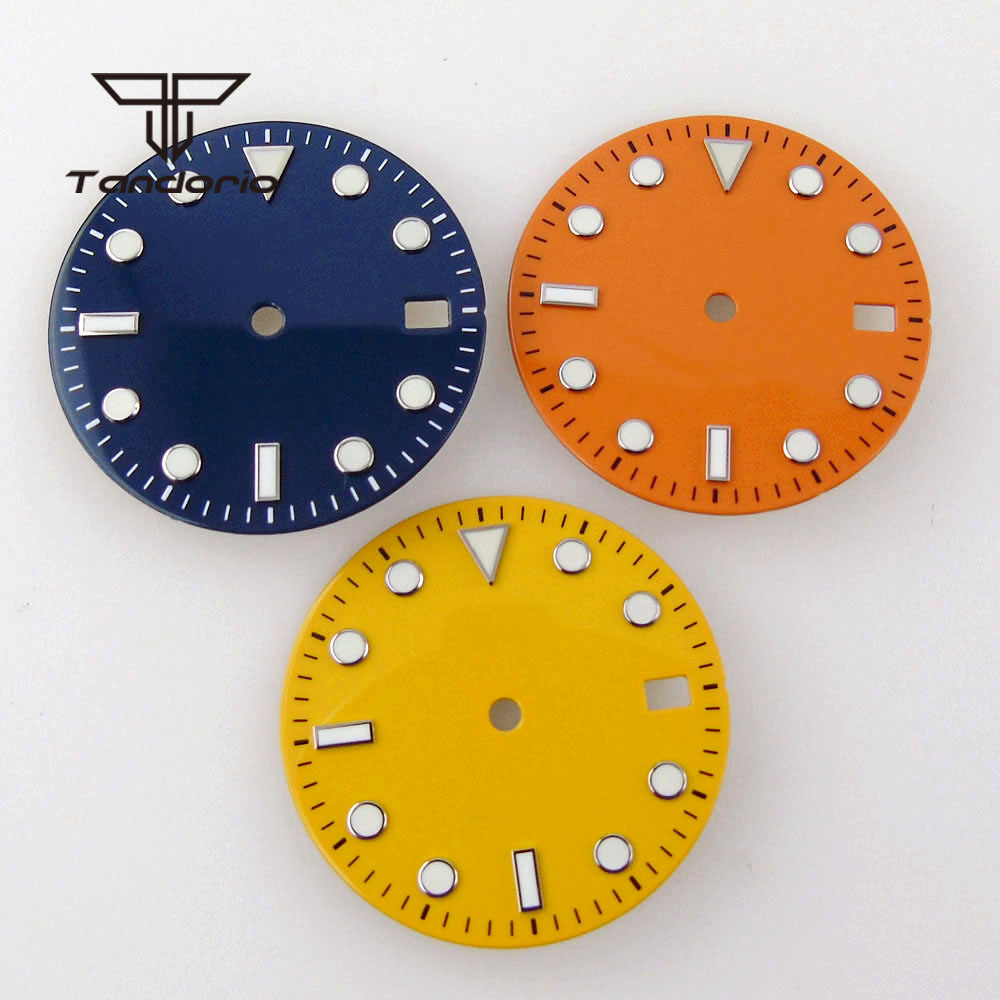 Watch Hands Set Luminous Replacement Nh35 - Zestaw wskazówek zegarka 29mm, ciemnoniebieski/pomarańczowy/żółty, okienko