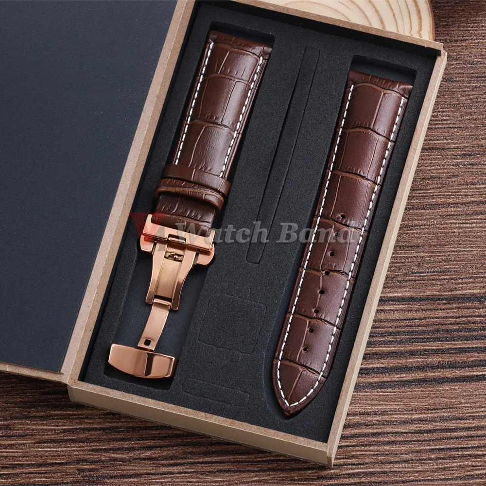 Leather Watch Strap Quick Release 20Mm 22Mm - Pasek z prawdziwej skóry z drewnianym