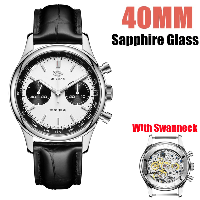 Chronograph Mechanical Watch Seagull 1963 - SEAKOSS 1963 Panda Chronograph Męski Zegarek