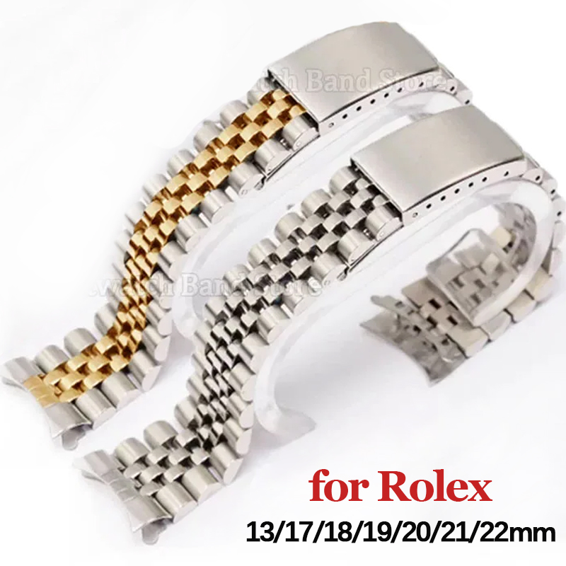 Solid Stainless Steel Watch Bracelet Jubilee - Metalowy pasek do zegarka z zakrzywionymi
