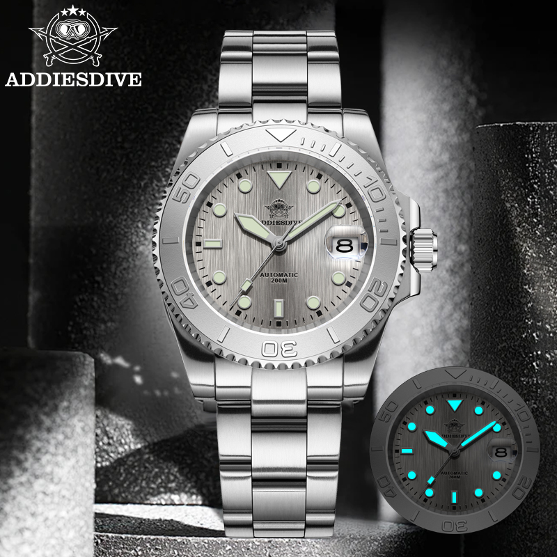 Men Mechanical Watch Sapphire Crystal - ADDIESDIVE AD2087 Męski Zegarek Wodoodporny 20Bar