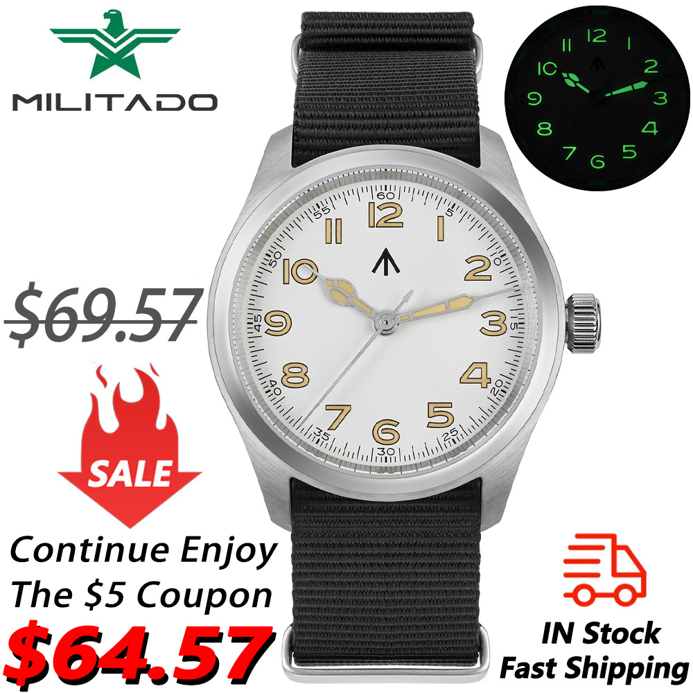 Sapphire Watch Crystal Double Domed - Militado ML08 zegarek kwarcowy VH31 ruch