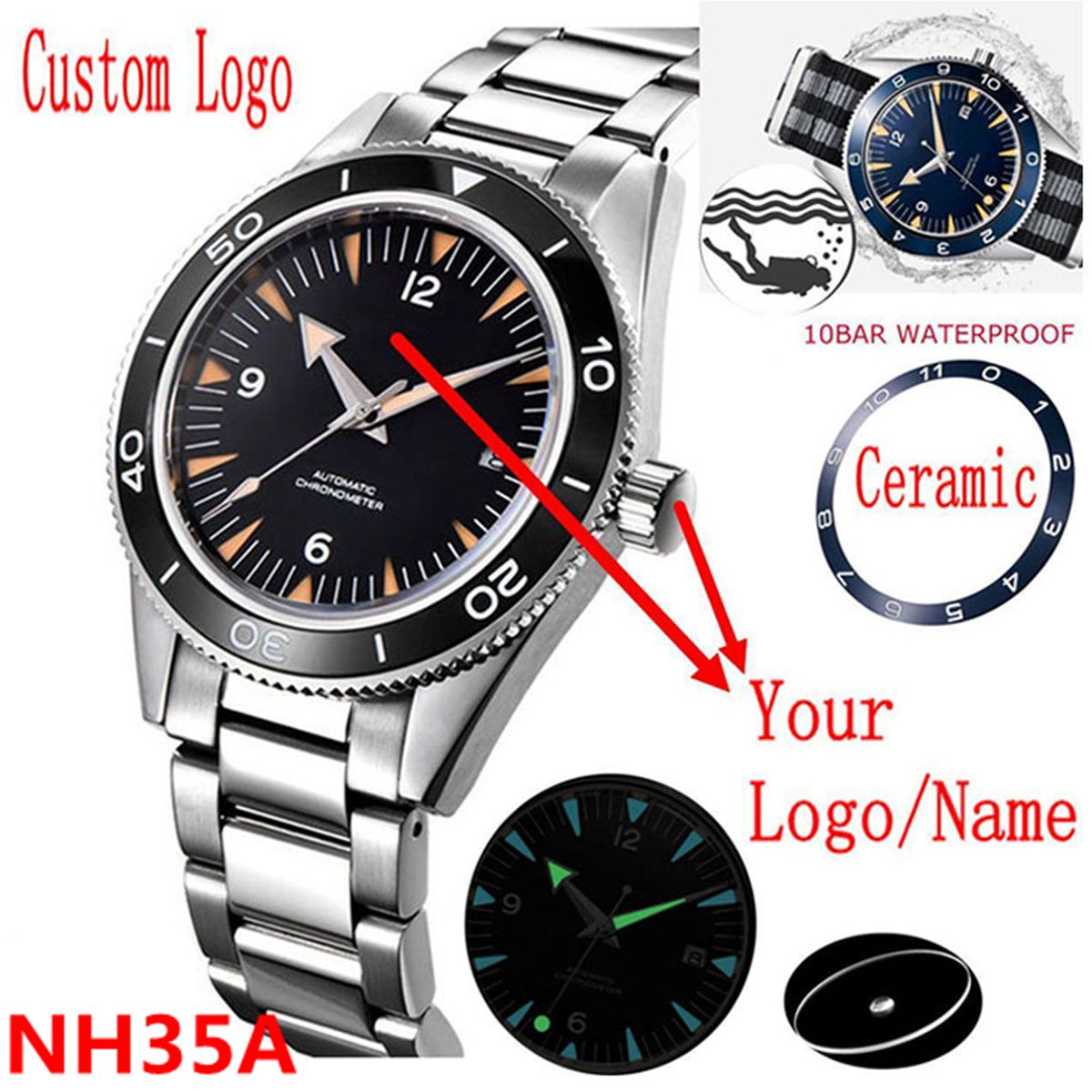 Własne logo NH35 zegarek z mec – Men Mechanical Watch Sapphire Crystal recenzja i cena