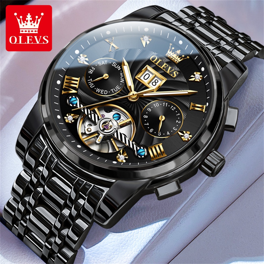 OLEVS – klasyczne zegarki męsk – Skeleton Automatic Watch Luxury Tourbillon recenzja i cena