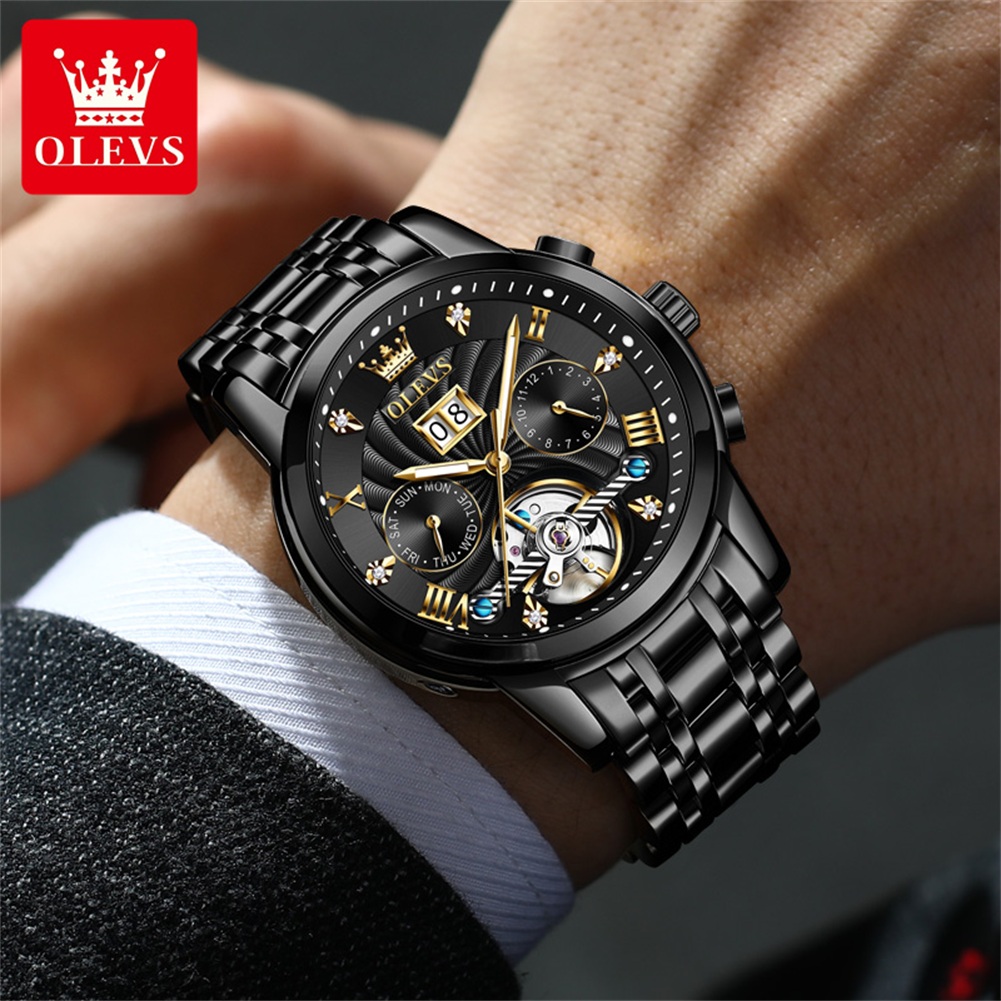 OLEVS – klasyczne zegarki męsk – Skeleton Automatic Watch Luxury Tourbillon recenzja i cena