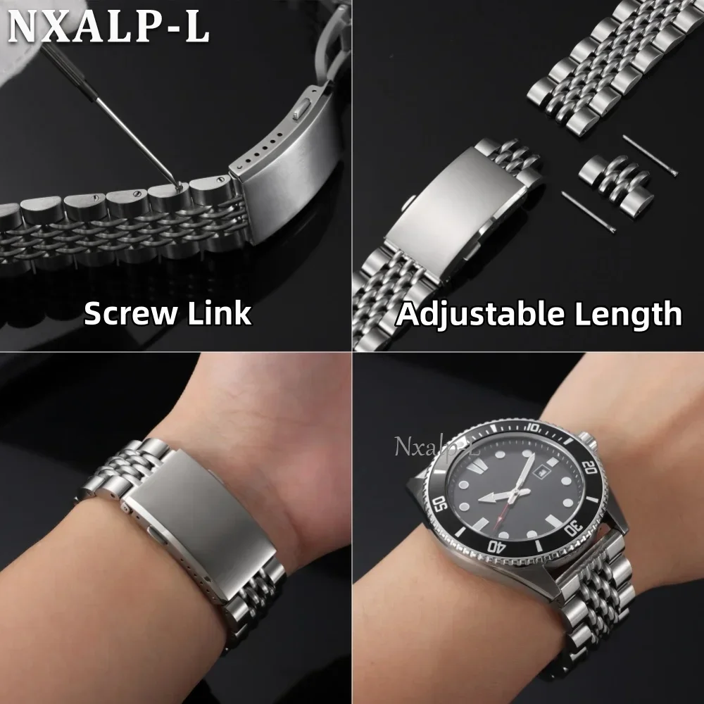 Pasek do zegarka ze stali nier – Solid Stainless Steel Watch Bracelet Jubilee recenzja i cena