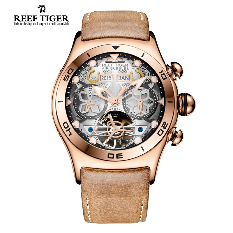 Reef Tiger/rt dla mężczyzn zeg – Skeleton Automatic Watch Luxury Tourbillon recenzja i cena